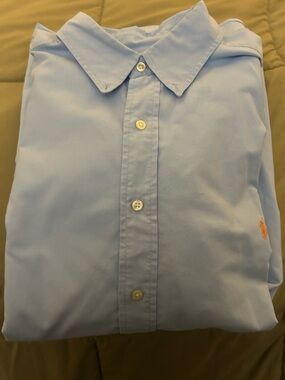 Polo by Ralph Lauren Light Blue Button-Front Dress Shirt with Orange Pony 2XB XX